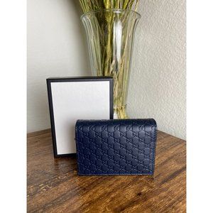 Gucci Dark Blue Microguccissima Leather Card Case